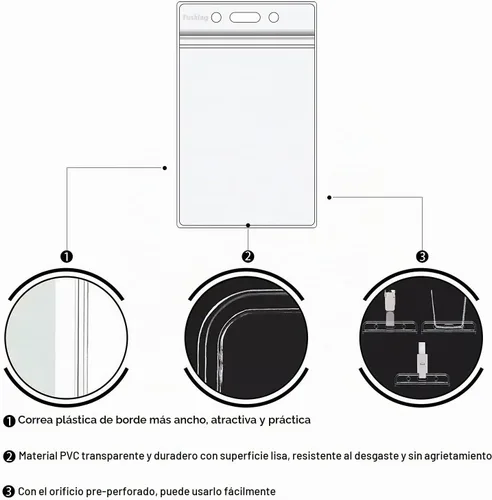 Vista 9 de Fushing 20 soportes para tarjetas de identificación extragruesos, exclusivos de plástico transparente de doble cubierta para identificación, soporte