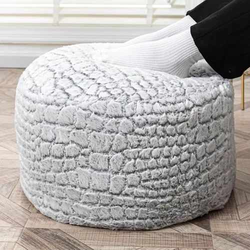Vista 13 de Asuprui Puf Otomano Redondo Sin Relleno Puf Otomano Sin Relleno Reposapiés de Piel Sintética Suave 20x20x12 Pulgadas Silla Mullida Puf de Suelo