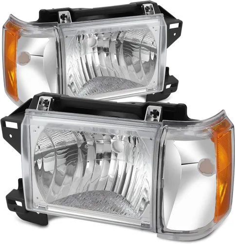 Vista 11 de Auto Dynasty Conjunto de faros delanteros compatible con Ford Bronco F-150 F-250 F-350 1987-1991, reemplazo de faros halógenos del lado