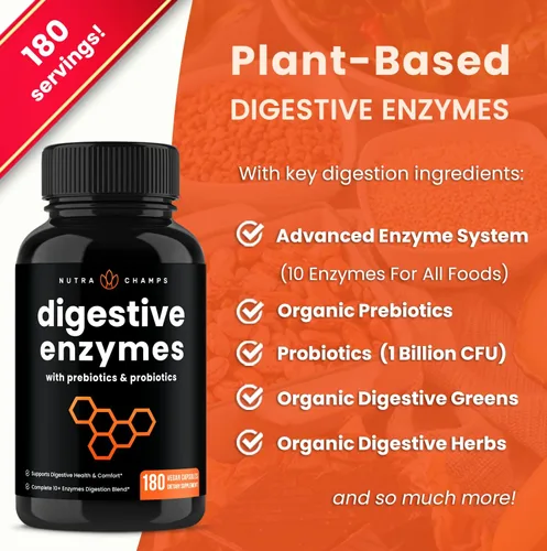 Vista 5 de NutraChamps Paquete de 2 cápsulas de magnesio y zinc y vitamina D3 y enzimas digestivas