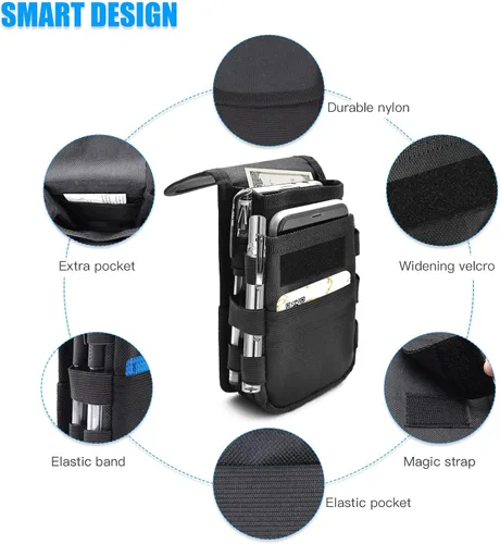 Vista 4 de Funda para teléfono celular, soporte grande para teléfono inteligente, funda táctica multiusos para el trabajo, senderismo, camping, barbacoa