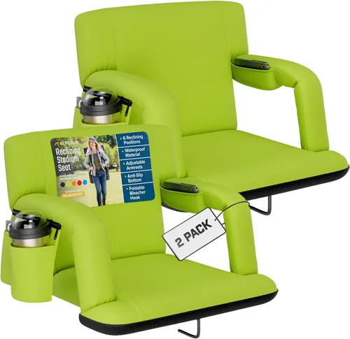Vista 12 de Alpcour Asiento plegable para estadio – Silla de apoyo para adultos amplios reclinables de lujo para adultos para blanqueadores – Mejor extra grueso