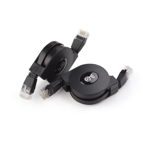 Vista 5 de Cable Matters Paquete de 2 cables Ethernet retráctiles de 3 pies (cable retráctil Cat 5e, cable Cat5e) compatible con Ethernet Gigabit