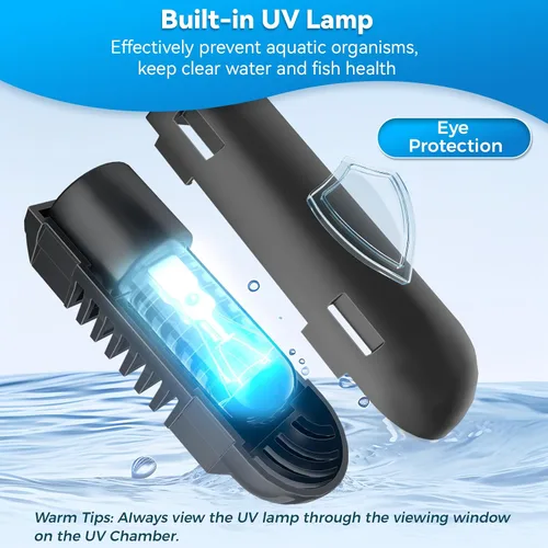 Vista 4 de POPOSOAP Filtro de estanque con kit de fuente de bomba, clarificador UV integrado, filtros de estanque de 660 GPH/40 W para limpieza de estanques al