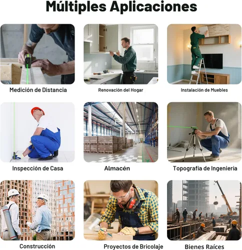 Vista 5 de Herramienta de medición láser con aplicación Bluetooth, 200 pies, ± 1/16 pulgadas de alta precisión, medidor de distancia láser de haz verde