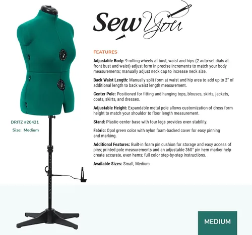 Vista 2 de Maniquí para costura Sew You de Dritz, ajustable, M