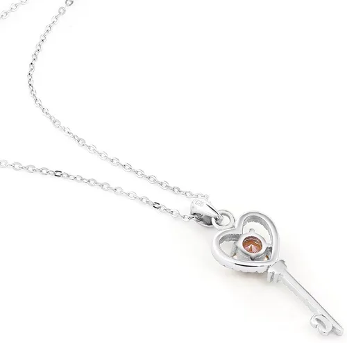 Vista 14 de Gem Stone King Collar con dije de llave de corazón para mujer, plata de ley 925, piedra natal de piedras preciosas, redondo de 0.197 in, con cadena