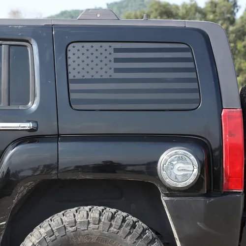 Vista 5 de Calcomanías de vinilo con la bandera estadounidense para ventana lateral trasera compatibles con Hummer H3 2005-2009, calcomanías precortadas