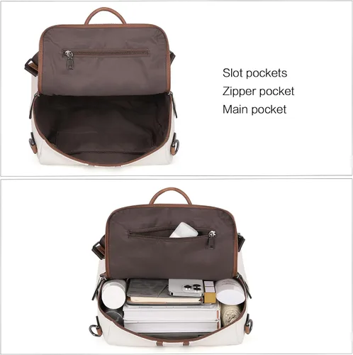 Vista 20 de CLUCI - Mochila de cuero para mujer, convertible, grande, para viajar, de diseñadora, moda, casual, bolso de hombro universitario
