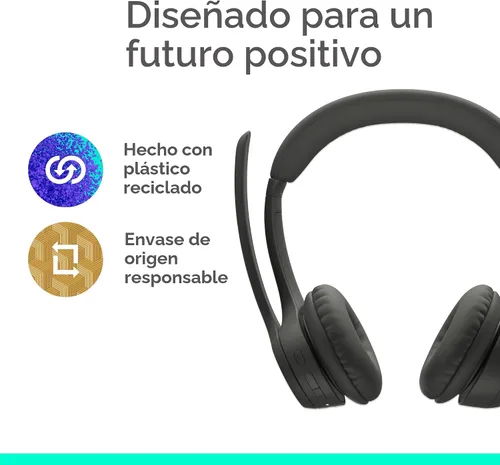 Vista 7 de Logitech Zone 301 - Auriculares inalámbricos Bluetooth con micrófono de cancelación de ruido, compatibles con Windows, Mac, Chrome, Linux, iOS