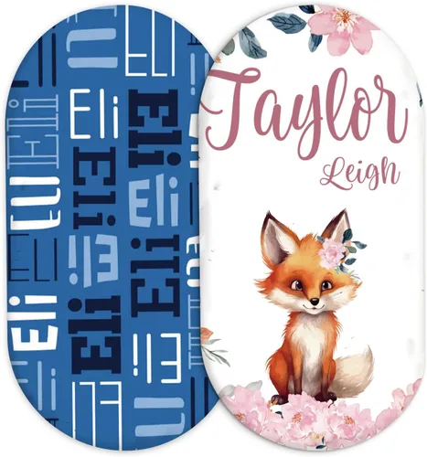 Vista 23 de Juego de 2 sábanas personalizadas para moisés de bebé, ajuste universal para colchón/almohadilla de moisés rectangular, ovalado, de reloj de arena