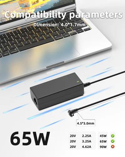 Vista 4 de Cargador para portátil de 65 W y 45 W compatible con Lenovo IdeaPad Series