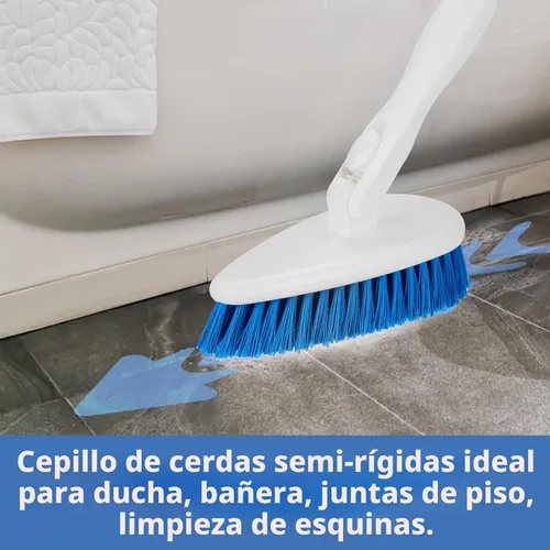 Vista 7 de Qaestfy - Cepillo de limpieza de ducha y baño con mango ajustable de 51 pulgadas, juego de limpieza para tina, baldosas, cepillo de limpieza