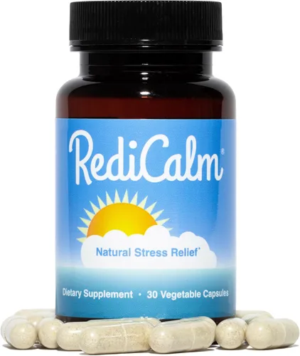 Vista 5 de Redicalm, probado clínicamente, suplemento para alivio natural de ansiedad, sin GMO, vegano, sin gluten