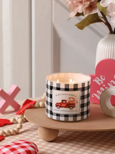 Vista 5 de Regalo de vela para el día de San Valentín, vela perfumada de champán, tarro grande de 3 mechas, 14 onzas, velas de regalo para el día de la boda