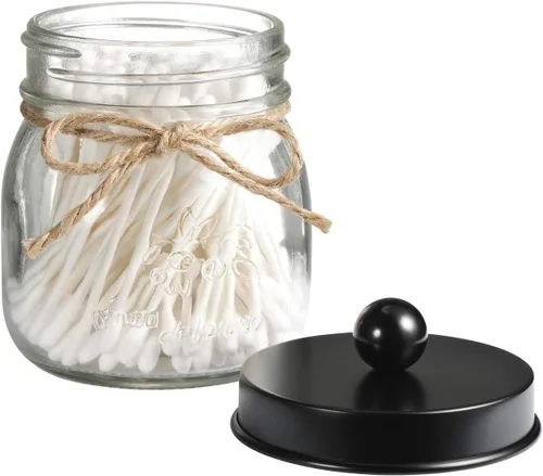 Vista 11 de SheeChung Tarros pequeños con tapas, juego de soportes Qtip, tarros de baño, organizadores de baño y almacenamiento para Q-tips, algodón, hilo