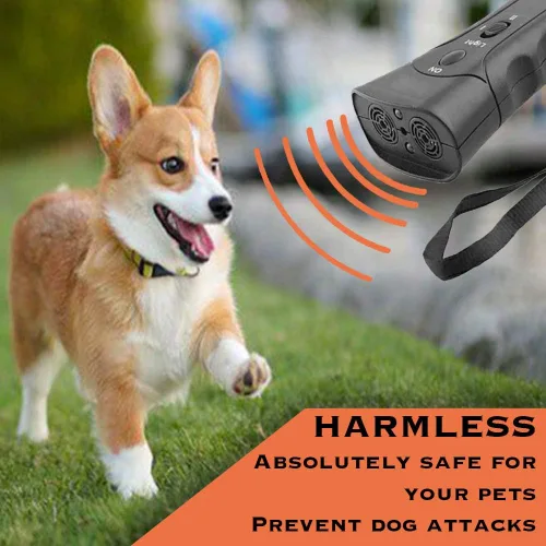 Vista 6 de Dispositivo de control ultrasónico antiladridos para mascotas, entrenamiento de control de ladridos de perro, múltiples funciones, comandos
