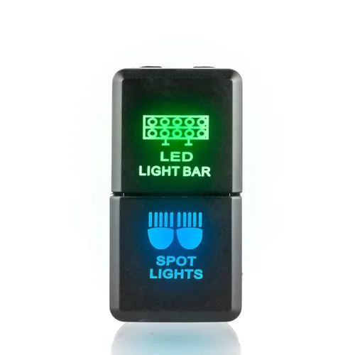 Vista 8 de Wsays Interruptor de Doble Pulsación Barra de Luz LED y Luces Spot Símbolo 12V Retroiluminación Azul y Verde Interruptor de Botón Pulsador