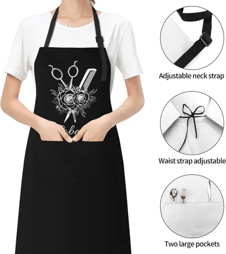 Vista 6 de Delantal unisex con babero ajustable personalizado para hombres y mujeres, delantales de cocina personalizados para fotos, 33 x 28 pulgadas