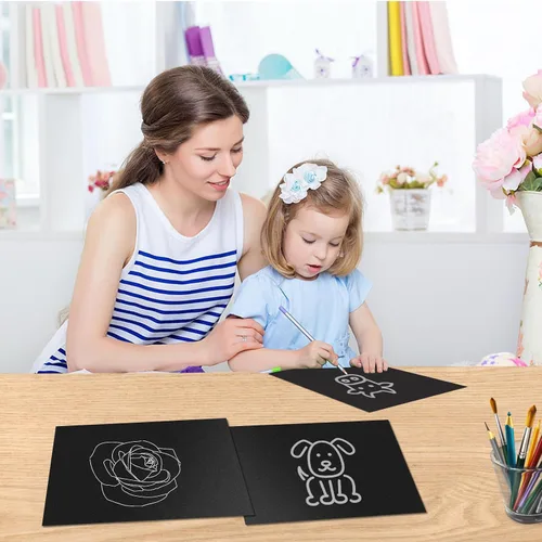 Vista 7 de RYKOMO 100 hojas de papel de cartulina negra de 8.5 x 11 pulgadas de grosor, cartulina de 75 libras, 200 GSM, papel negro pesado para invitaciones