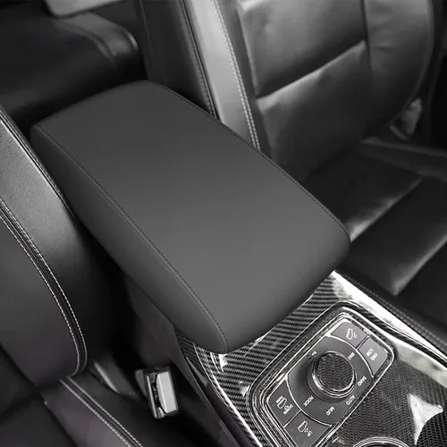 Vista 14 de AOMSAZTO Fundas de cuero negro para apoyabrazos de Grand Cherokee 2011-2021 para Jeep Cojín de consola para Grand Cherokee (no para 2022)
