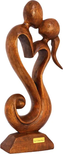 Vista 2 de G6 Collection Estatua de escultura abstracta de madera de 12 pulgadas hecha a mano – Amor eterno – Arte de regalo decorativo para decoración