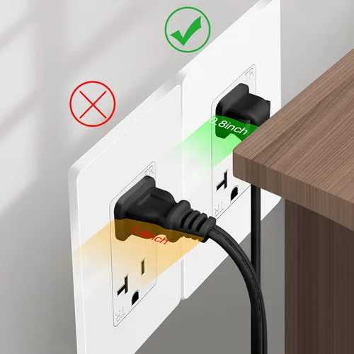 Vista 6 de Cable de alimentación universal de 2 clavijas en ángulo de 18 AWG - NEMA 1-15P a IEC320 C7 Figura 8 Conector de escopeta, cable de alimentación