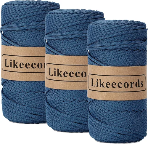 Vista 52 de Likeecords Cordón de macramé trenzado de poliéster de 0.157 in, 140 yardas, 426 pies, hilo elástico para bolsa de ganchillo para manualidades