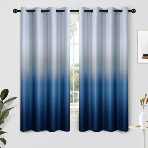 Vista 20 de SimpleHome Cortinas degradadas degradadas para oscurecer la habitación de 36 pulgadas de largo para dormitorio, con ojales y bloqueo de luz Negro