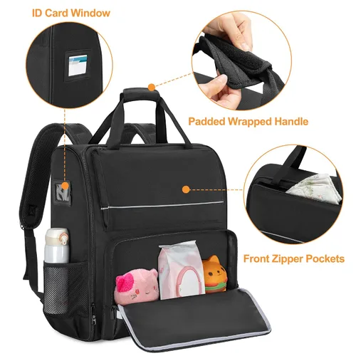 Vista 3 de Mochila para cochecito compatible con BABYZEN YOYO2, color negro, diseño patentado Asa acolchada envuelta, correa para el hombro, cinturón