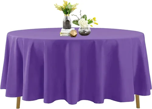 Vista 133 de Mantel de poliéster lavable de 132 pulgadas, resistente a las manchas y a las arrugas, mantel decorativo para mesa de comedor, fiestas de bufé