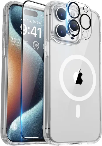 Vista 34 de BossKiss Funda compatible con iPhone 15 Pro, compatible con MagSafe, pantalla y protector de cámara, magnética, translúcida, mate, para mujeres