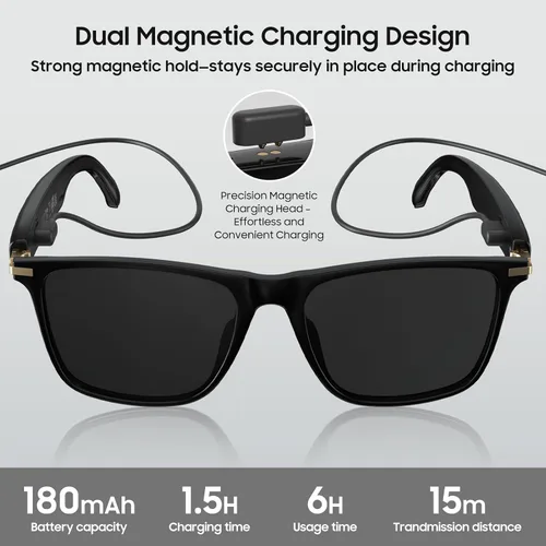 Vista 4 de Lentes de traductor AI, lentes de sol Bluetooth con más de 110 idiomas, lentes inteligentes inalámbricos alimentados por IA, interpretación