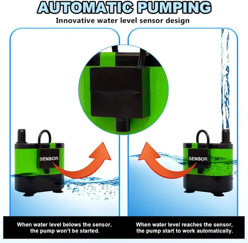 Vista 2 de Automaitc Bomba de condensado con sensor de nivel, pequeña bomba de sumidero para aire acondicionado HVAC, deshumidificador, enfriador de pantano
