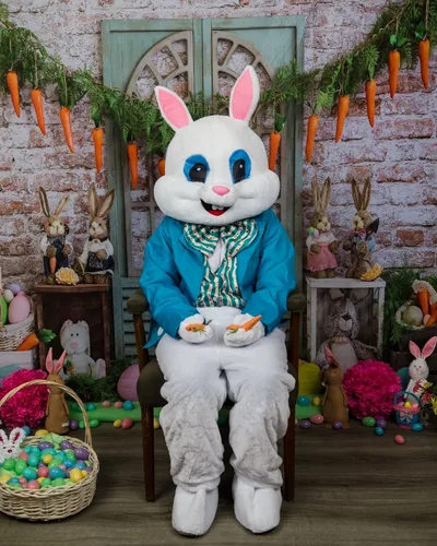 Vista 5 de Disfraz de conejo de Pascua de peluche para adulto