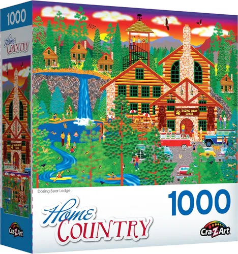 Vista 2 de RoseArt - Home Country - Dozing Bear Lodge - Rompecabezas de 1000 piezas para adultos