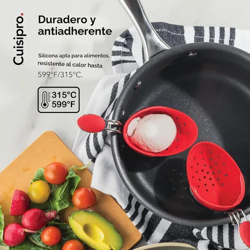 Vista 5 de Browne & Co Cuisipro Egg - Juego de 2 cazadores furtivos de silicona, color rojo