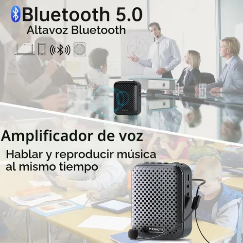 Vista 3 de Amplificador de voz para profesores con 2 micrófonos, amplificador de voz portátil con micrófono de diadema, mini amplificador de voz personal