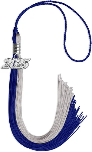 Vista 139 de Endea Graduation Borla de doble color con gota de fecha plateada (negro/oro antiguo, 2025)