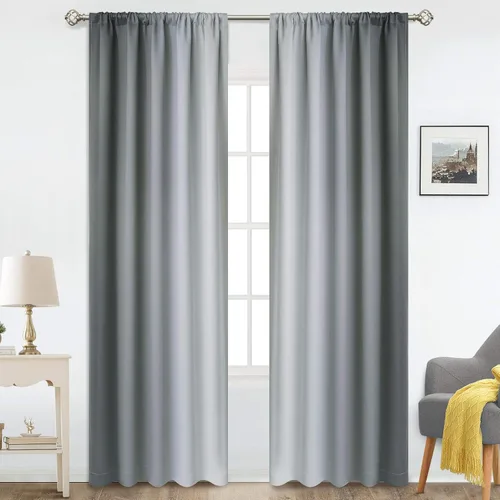 Vista 22 de COSVIYA Cortinas degradadas con dobladillo para cortinero, cortinas de oscurecimiento de habitación de 63 pulgadas de largo, cortinas degradadas