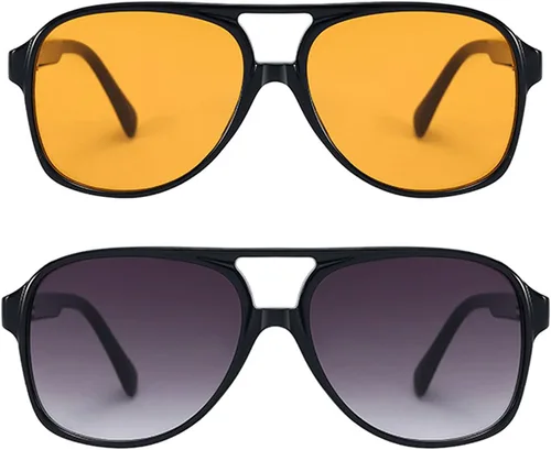 Vista 2 de BUTABY Gafas de sol estilo aviador vintage para mujeres y hombres, gafas retro de los años 70, lentes clásicos grandes con marco cuadrado