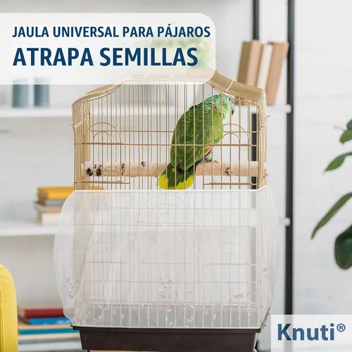 Vista 4 de Jaula universal para pájaros, atrapasador de semillas, cubierta universal de malla elástica para jaulas de animales pequeños, protector duradero
