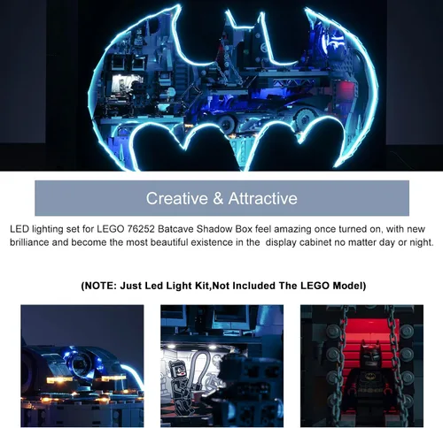 Vista 4 de BrickBling Kit de luz LED compatible con Lego 76252 Batcave Shadow Box, iluminación creativa compatible con Lego Shadow Box, no incluye juego