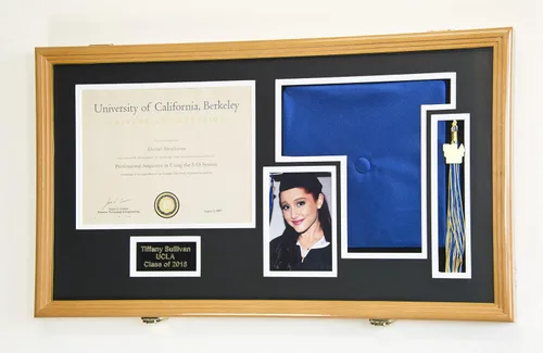 Vista 25 de Marco de diploma de graduación personalizado con borla, tapa de fotos grabado, vitrina para certificado de 11 x 8.5 pulgadas con colores Acabado