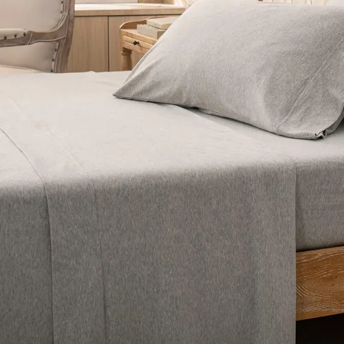 Vista 21 de Pure Era - Sábana plana de punto de jersey 100% algodón, supersuave, cómoda, transpirable (1 paquete, tamaño Queen, gris carbón)