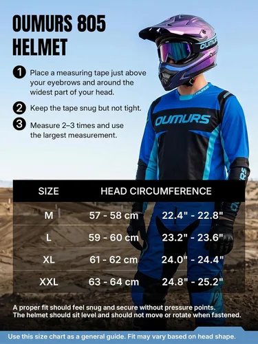 Vista 9 de OUMURS DOT Adult ATV Dirt Bike Helmet with Goggles Gloves & Mask Adjustable Sun Visor Motorcycle Adults Helmet Off-Road Motocross Downhill Moped MX