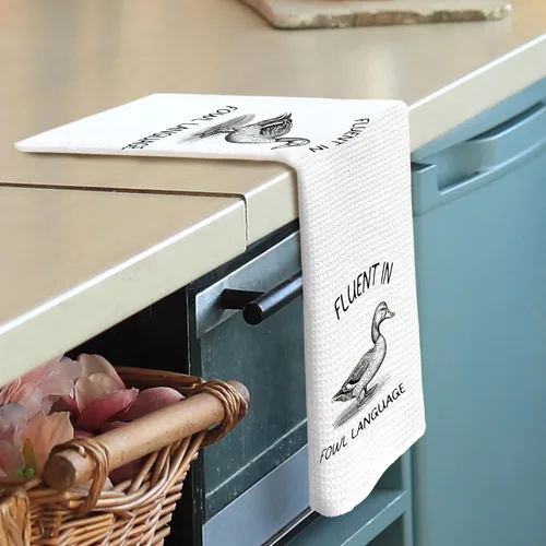 Vista 2 de Divertidas toallas de cocina de pato – Toallas de cocina humorísticas de niña de campo, decoración de baño de pato retro, paños de cocina