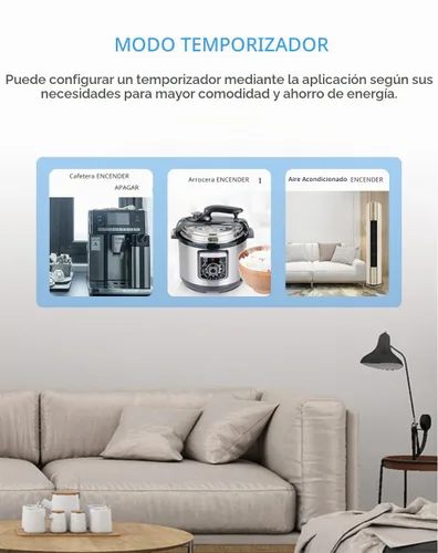 Vista 5 de Enchufe inteligente, enchufe de salida Wi-Fi compatible con Alexa y Google Home, aplicación automática, función de temporizador, función de medición