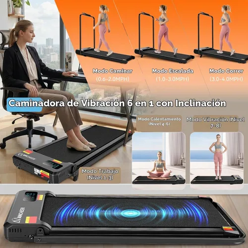 Vista 4 de ANCHEER Almohadilla para caminar con inclinación - Cinta de correr para debajo del escritorio con barra de mango