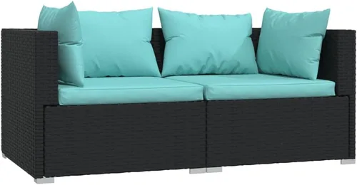 Vista 20 de 3-Piece Modular PE Rattan Sofa Set, Black 3-Seater Patio Couch